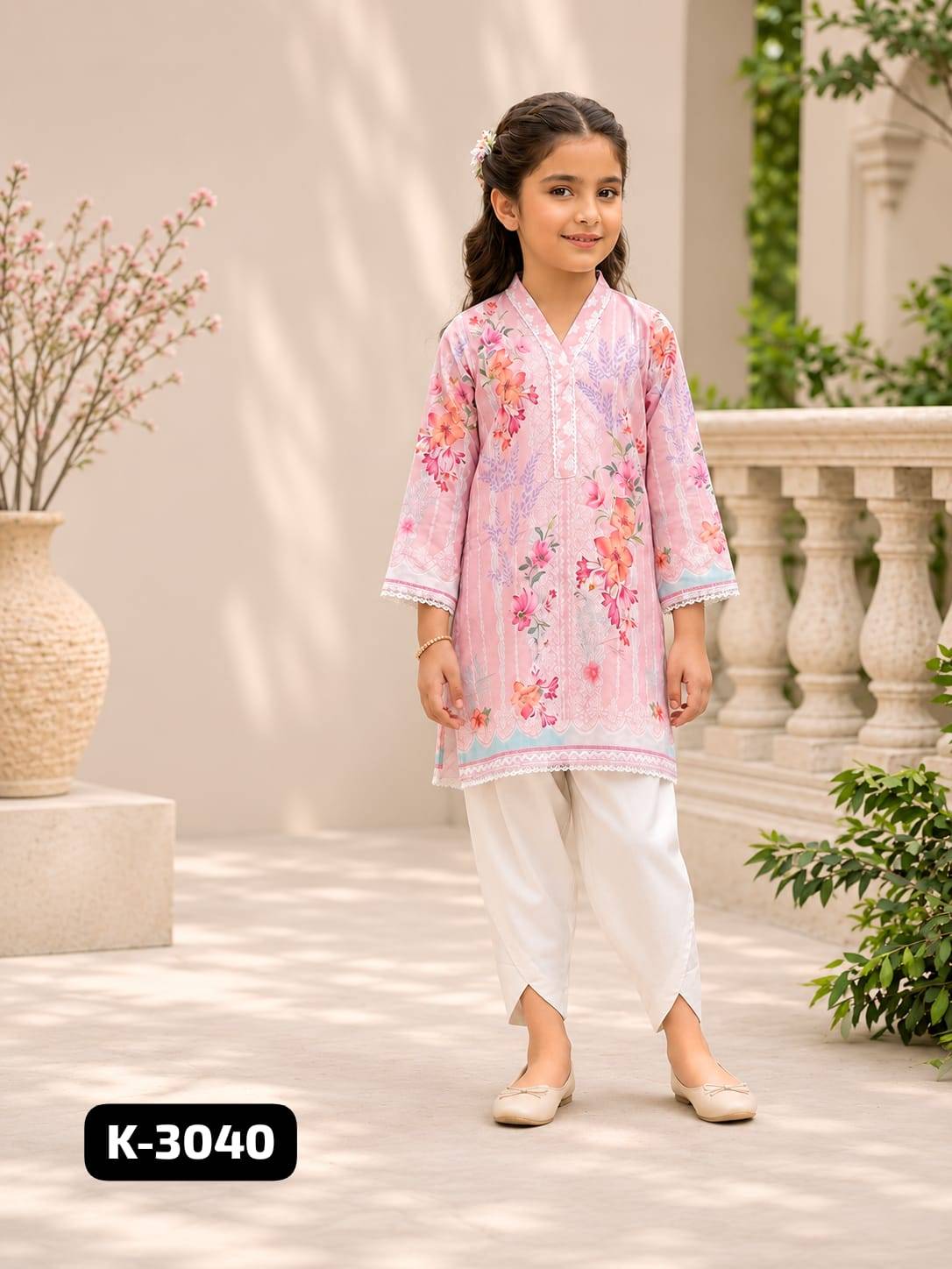 K-3040 & 3041 by The wonder woman Imported Mal Satin kids stitched dresses at Wholesale Price